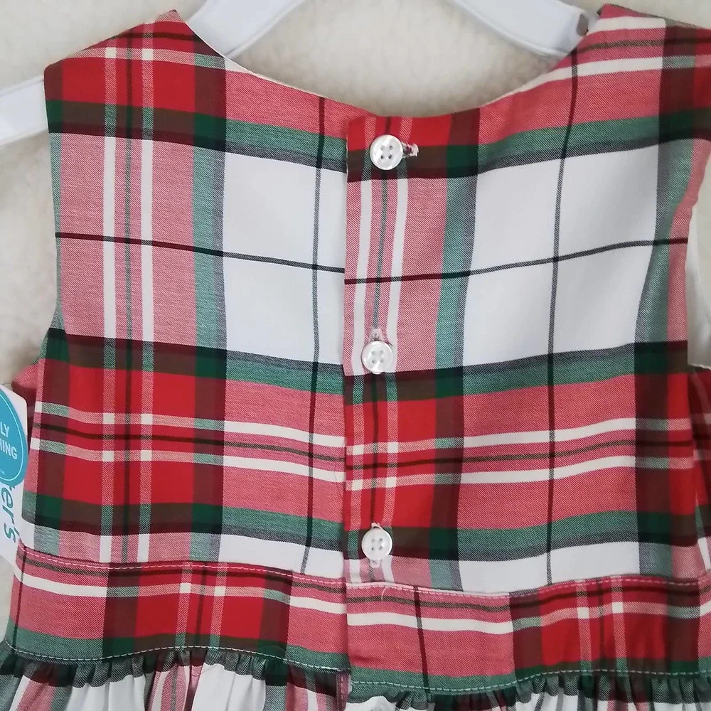 Carter's Baby Sleeveless Cotton Midi Dress Size‎ 18m Red White Green Plaid